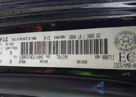 2014 Ram 1500 Slt from USA, damaged, VIN 1C6RR7GT0ES114945